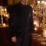 Black Velvet Bandhgala Set
