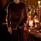 Brown Velvet Bandhgala Set