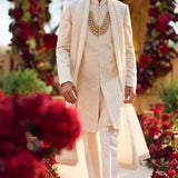 Cream Pearl Sherwani Set