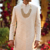 Cream Pearl Sherwani Set