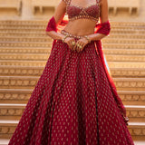 Dark Red Lehenga Set