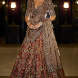Antique Gold Maroon Lehenga Set