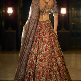 Antique Gold Maroon Lehenga Set