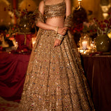 Antique Gold Scalloped Lehenga Set