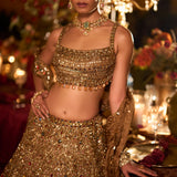 Antique Gold Scalloped Lehenga Set