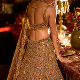 Antique Gold Scalloped Lehenga Set