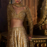 Gold Slit Skirt Set