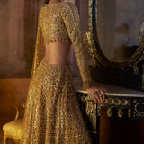 Gold Slit Skirt Set