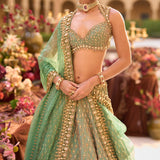 Green Gold Lehenga Set