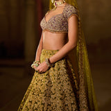 Green Velvet Zardosi Lehenga Set