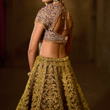Green Velvet Zardosi Lehenga Set