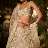 Ice Grey Pearl Lehenga Set
