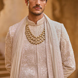 Ivory Abstract Sherwani Set