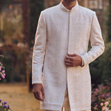 Ivory Geometric Sherwani Set