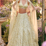 Lemon Yellow Sequin Lehenga Set