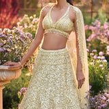 Lemon Yellow Sequin Lehenga Set