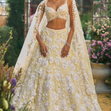 Lime Yellow Floral Lehenga Set
