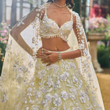 Lime Yellow Floral Lehenga Set