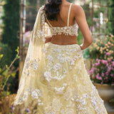Lime Yellow Floral Lehenga Set