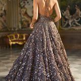 Metallic Antique Silver 3D Gown