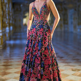 Multi-Coloured Floral Gown