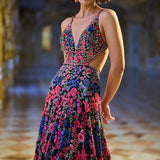 Multi-Coloured Floral Gown