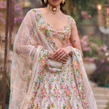 Multi-Coloured Floral Lehenga Set