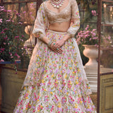 Multi-Coloured 3D Floral Lehenga Set