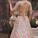 Multi-Coloured 3D Floral Lehenga Set