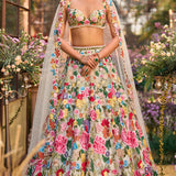 Multi-Coloured Floral Lehenga Set
