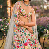 Multi-Coloured Floral Lehenga Set