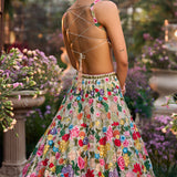 Multi-Coloured Floral Lehenga Set