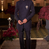 Navy Abstract Sherwani Set