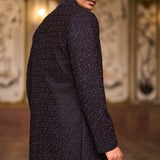 Navy Open Sherwani Set