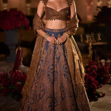 Navy Paisley Lehenga Set
