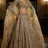 Nude Antique Gold Lehenga Set