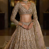 Nude Antique Gold Lehenga Set