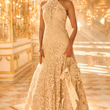 Nude Halter Neck Gown