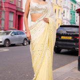 Ombre Lemon Mirror Work Saree