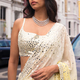 Ombre Lemon Mirror Work Saree