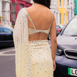 Ombre Lemon Mirror Work Saree