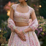 Powder Pink Sequin Lehenga Set