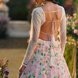 Peach Pearl Floral Lehenga Set