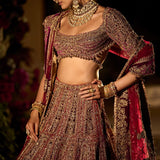 Plum & Maroon Zardosi Lehenga Set