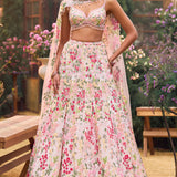 Powder Peach Multi-Coloured Lehenga Set