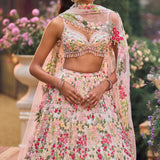 Powder Peach Multi-Coloured Lehenga Set