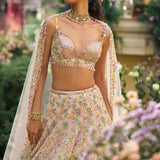 Powder Peach Floral Lehenga Set