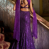 Purple Sequin Skirt Set