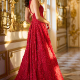 Red Three-Dimensional Gown