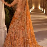 Rust Zardosi Cut Work Lehenga Set